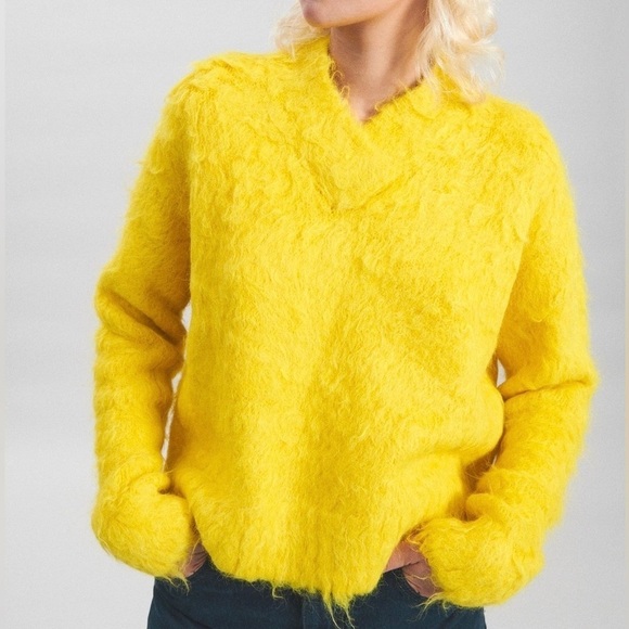 Rachel Comey Camini boxy alpaca merino wool sweater citron yellow size medium - Picture 2 of 8
